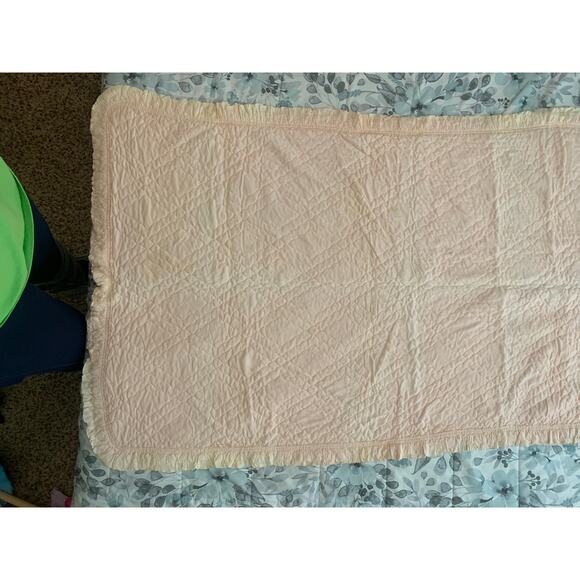 Vintage Baby Quilt Blanket – Pastel Animals, Quilted, Satin Trim – 1980s Style - Picture 6 of 7